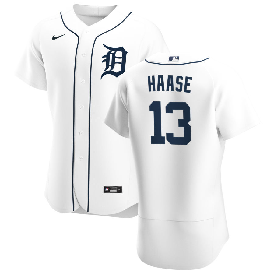 Detroit Tigers 13 Eric Haase Men Nike White Home 2020 Authentic Player MLB Jersey